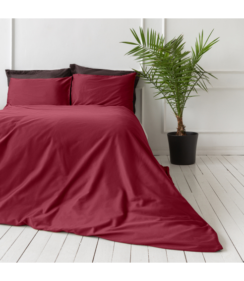 Pościel satyna bawełniana PREMIUM „Maroon“. Pościel Satynowa Premium