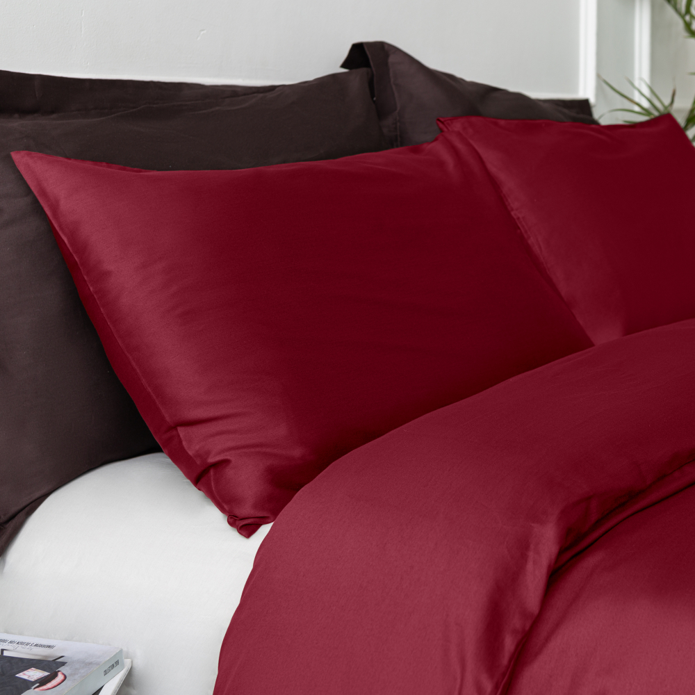 Pościel satyna bawełniana PREMIUM „Maroon“. Pościel Satynowa Premium, 140x200 cm, 200x200 cm, 200x220 cm, 220x240 cm