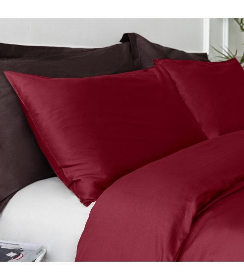 Pościel satyna bawełniana PREMIUM „Maroon“. Pościel Satynowa Premium