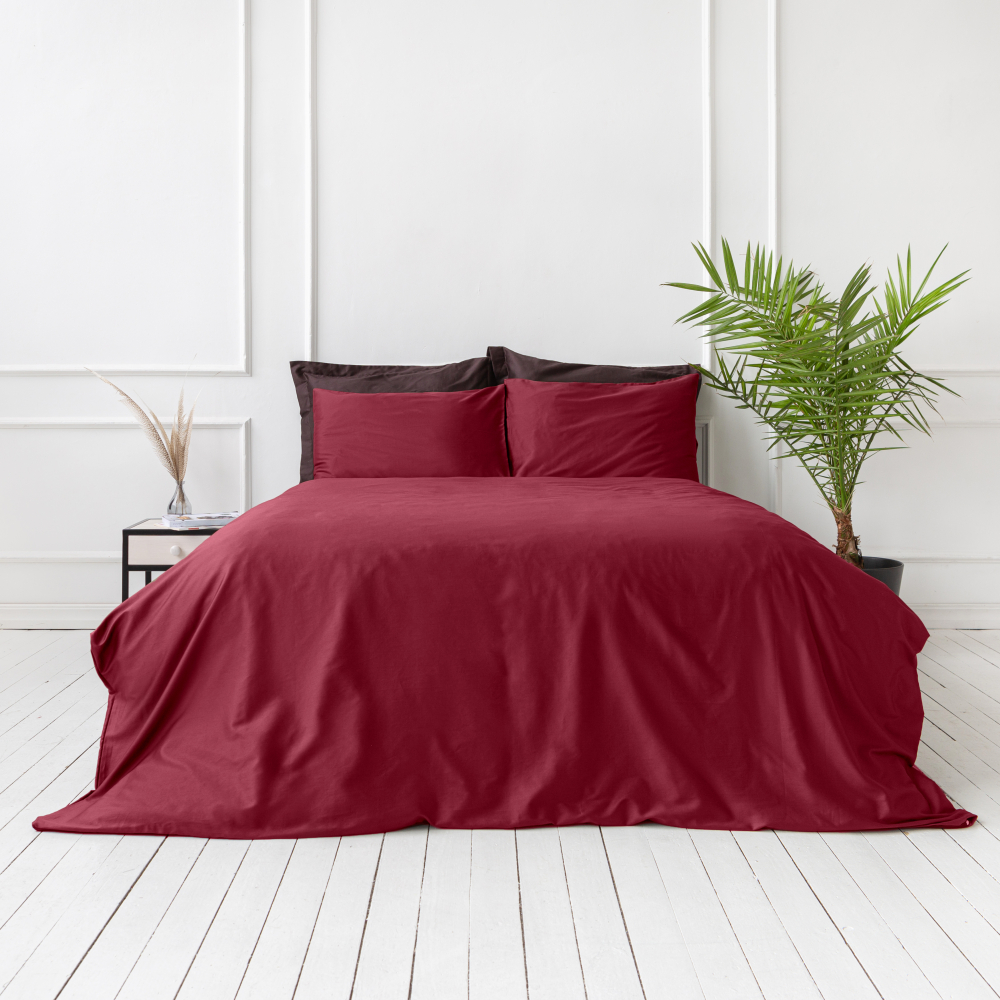 Pościel satyna bawełniana PREMIUM „Maroon“. Pościel Satynowa Premium, 140x200 cm, 200x200 cm, 200x220 cm, 220x240 cm