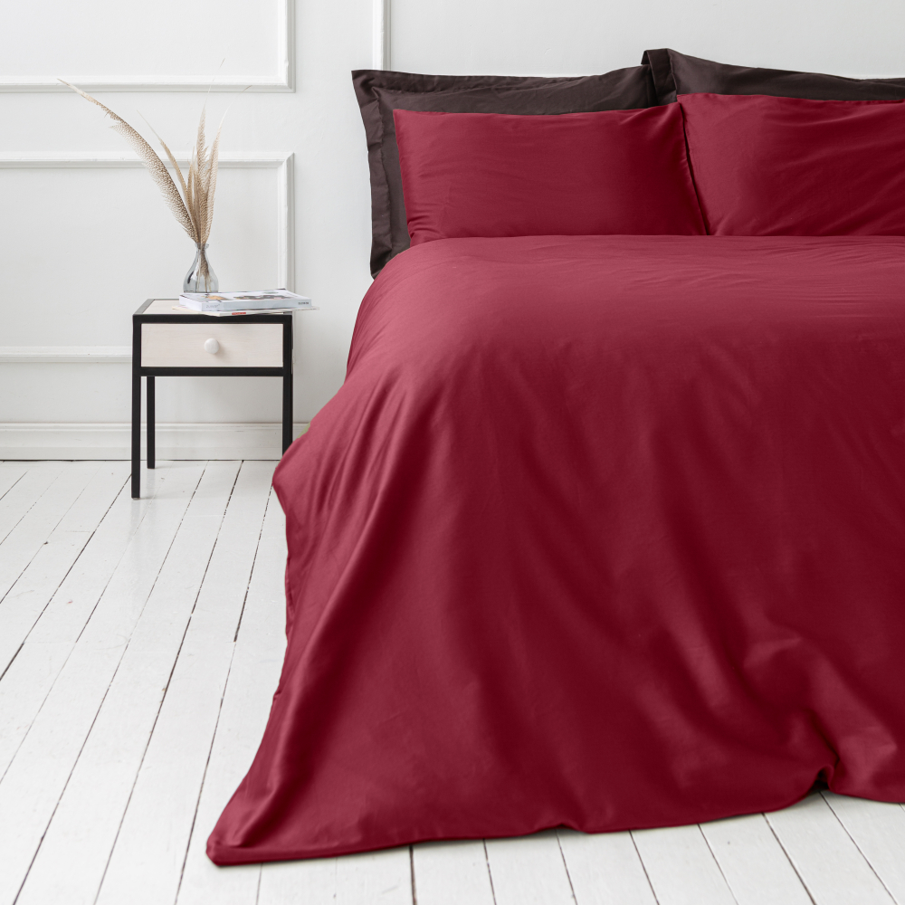 Pościel satyna bawełniana PREMIUM „Maroon“. Pościel Satynowa Premium, 140x200 cm, 200x200 cm, 200x220 cm, 220x240 cm