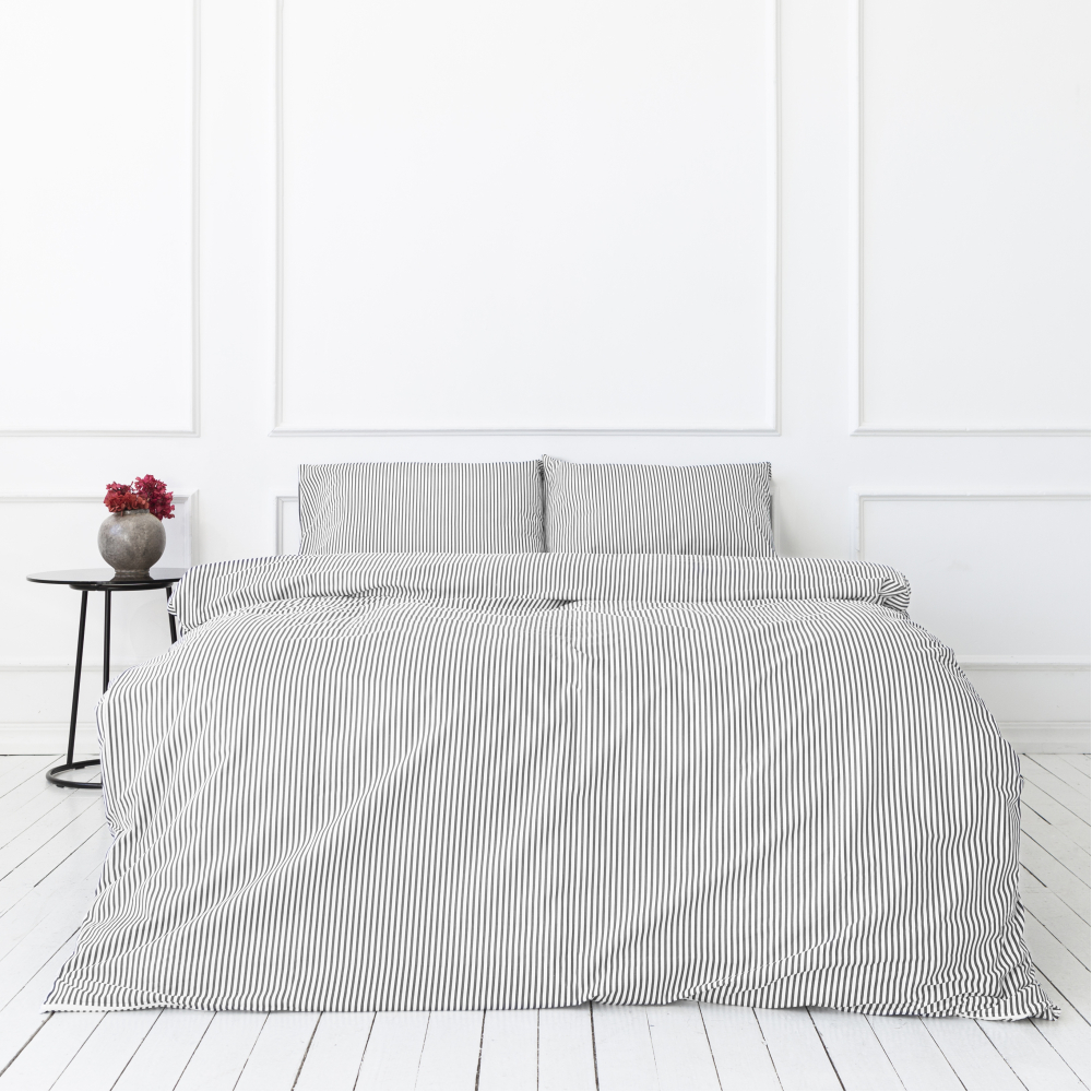 Pościel bawełniana „Grey stripe“. Pościel bawełniana, 140x200 cm