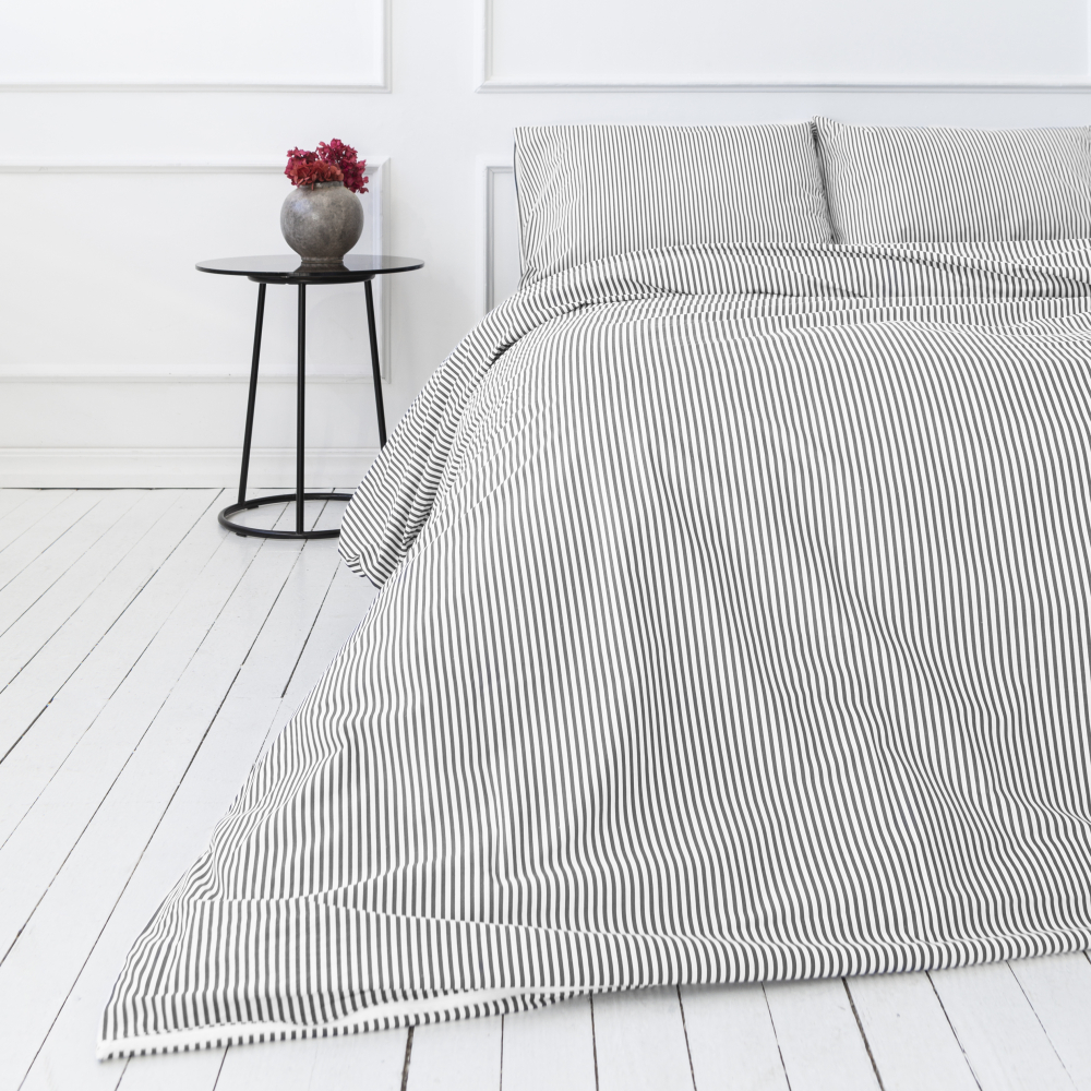 Pościel bawełniana „Grey stripe“. Pościel bawełniana, 140x200 cm
