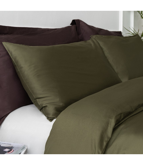 Premium satynowa poszewka na poduszkę "Moss green". Poszewka na poduszkę 50x70