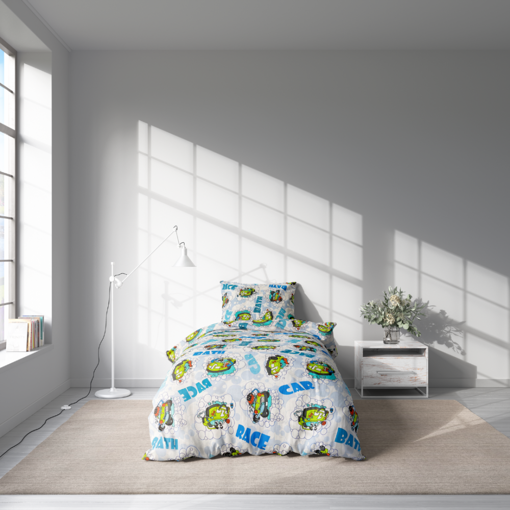Pościeli dziecięcej "Bath blue". Pościel dla niemowląt, 90x120 cm, 100x135 cm, 100x140 cm, 110x140 cm, 140x200 cm, 150x200 cm