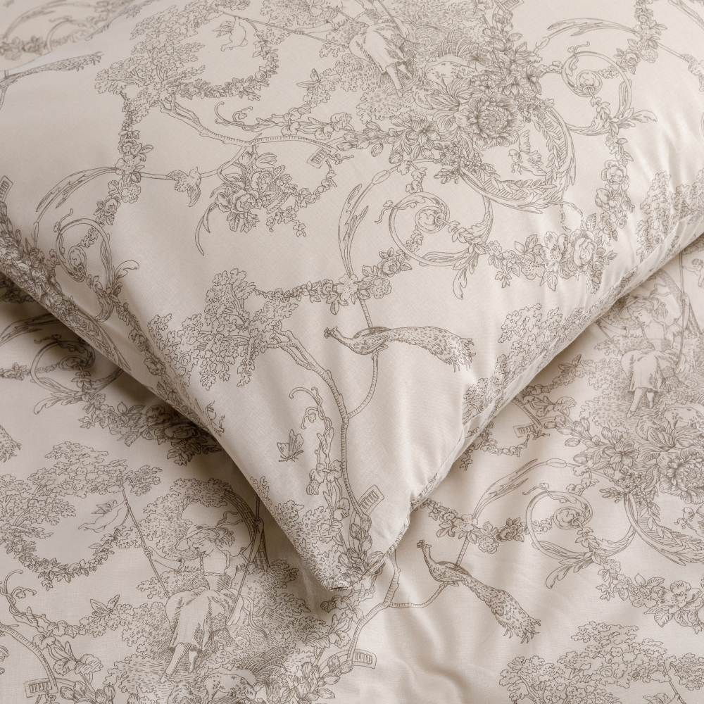 Pościel bawełniana „Toile de Jouy grey“. Pościel bawełniana, 140x200 cm, 160x200 cm