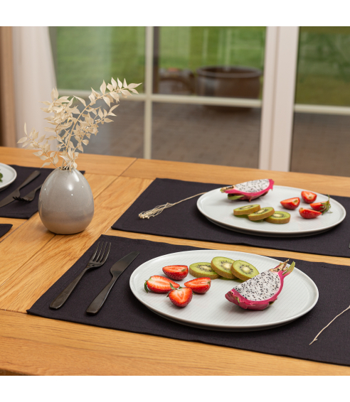 Podkładki na stół „Linen black“ 4 szt.. Lniane obrusy
