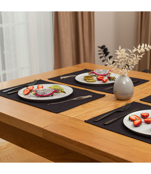 Podkładki na stół „Linen black“ 4 szt.. Lniane obrusy