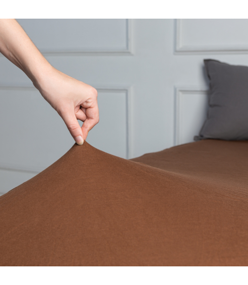 Jersey prześcieradło z gumką „Brown“. Prześcieradło z gumką 140x200