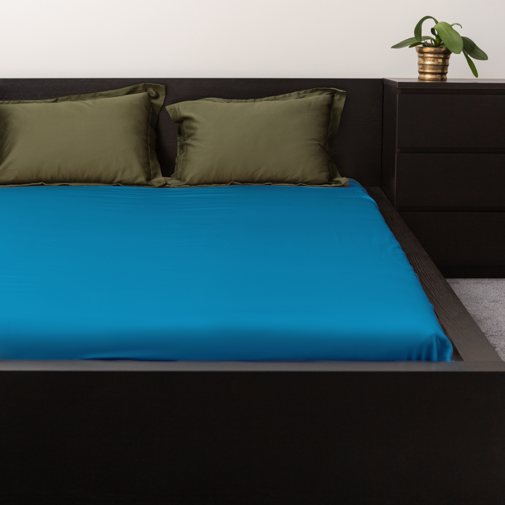 Prześcieradło Satynowe z gumką „Turquoise“. Prześcieradła z gumą, 80x200 cm, 90x200 cm, 120x200 cm, 140x200 cm, 160x200 cm, 180x200 cm