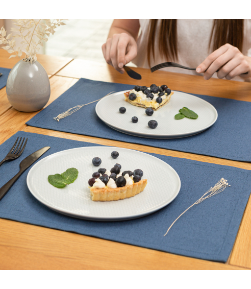 Podkładki na stół „Linen royal blue“ 4 szt.. Lniane obrusy