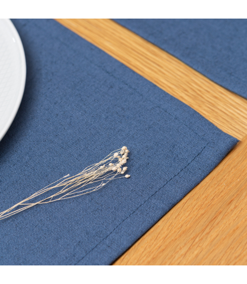 Podkładki na stół „Linen royal blue“ 4 szt.. Lniane obrusy