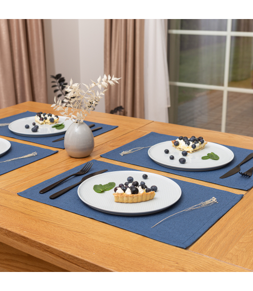 Podkładki na stół „Linen royal blue“ 4 szt.. Lniane obrusy