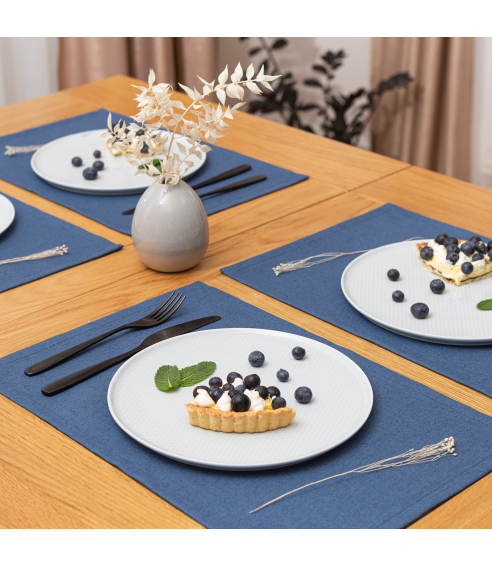 Podkładki na stół „Linen royal blue“ 4 szt.. Lniane obrusy