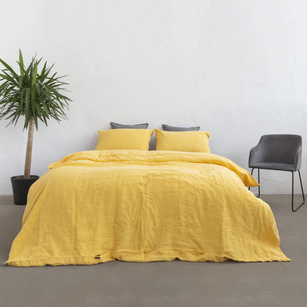 Pościel lniana „Linen yellow“. Pościel Lniana, 140x200 cm