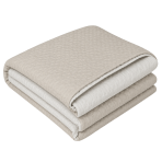 Narzuta „Cream trapuntino Bedspread“. Pledy, 170x250 cm, 200x250 cm. Kremowa narzuta z drobnymi wzorami prostokątów