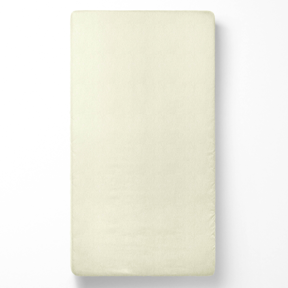 Prześcieradło frotte z gumą „Cream Terry sheet“. Prześcieradło z gumką 160x200, 90x200 cm, 160x200 cm, 180x200 cm. Kremowe frotte, prześcieradło na materac, oferujące gładką i chłonną powierzchnię dla spokojnego snu.