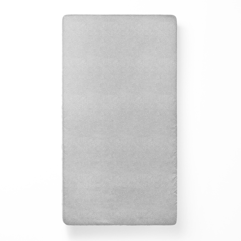 Prześcieradło frotte z gumą „Light Grey Terry sheet“. Prześcieradło z gumką 160x200, 160x200 cm, 180x200 cm. Elegancki jasnoszary zestaw pościeli, idealny do stworzenia spokojnej i przytulnej atmosfery w każdej sypialni.