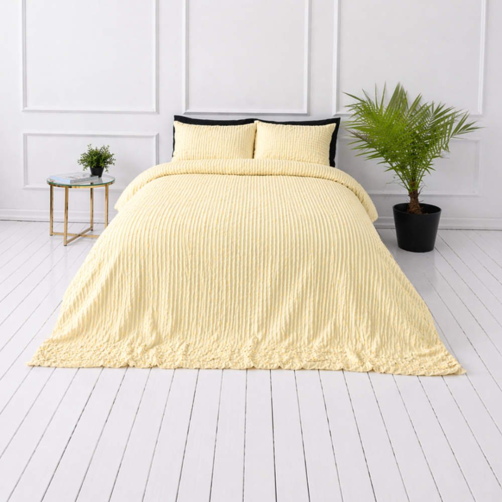 Komplet pościeli z kory „Kora Yellow'. Pościel jednokolorowa, 140x200 cm, 150x200 cm, 160x200 cm, 180x200 cm, 200x200 cm, 200x220 cm, 220x240 cm. Pościel w naturalnym odcieniu z dwoma poduszkami. Komplet pościeli z kory „Kora Yellow'. Pościel jednokolorowa, 140x200 cm, 150x200 cm, 160x200 cm, 180x200 cm, 200x200 cm, 200x220 cm, 220x240 cm. Pościel w naturalnym odcieniu z dwoma poduszkami.