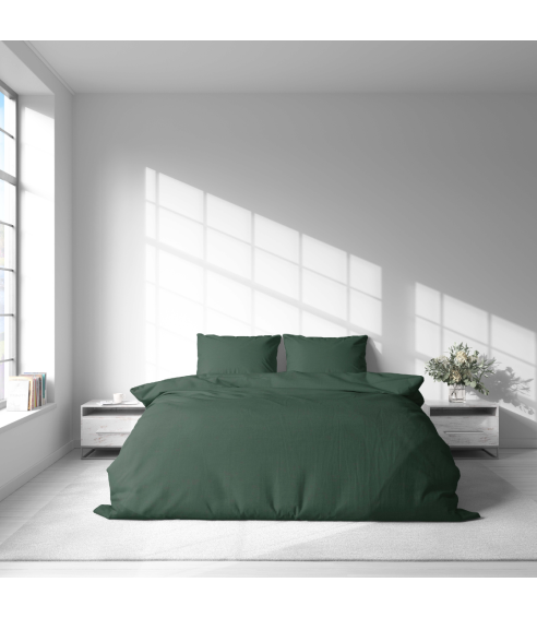 Lniana pościel "Linen Dark Green". Pościel Lniana