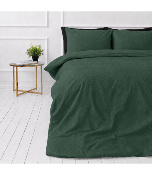 Lniana pościel "Linen Dark Green". Pościel Lniana