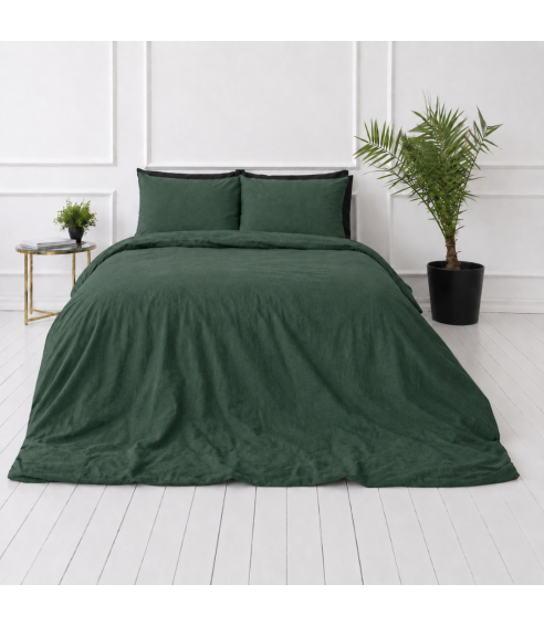 Lniana pościel "Linen Dark Green". Pościel Lniana