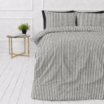 Pościel lniana „Linen Grey Stripes“. Pościel 150x200, 140x200 cm, 150x200 cm, 160x200 cm, 180x200 cm, 200x200 cm, 200x220 cm, 220x240 cm. Elegancki komplet pościeli w szare i białe paski.