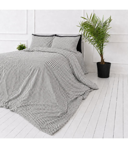 Pościel lniana „Linen Grey Stripes“. Pościel Lniana
