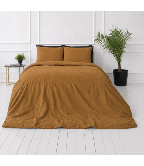 Pościel lniana „Linen Mustard“. Pościel Lniana