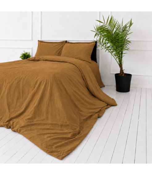 Pościel lniana „Linen Mustard“. Pościel Lniana