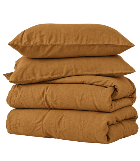 Pościel lniana „Linen Mustard“. Pościel Lniana