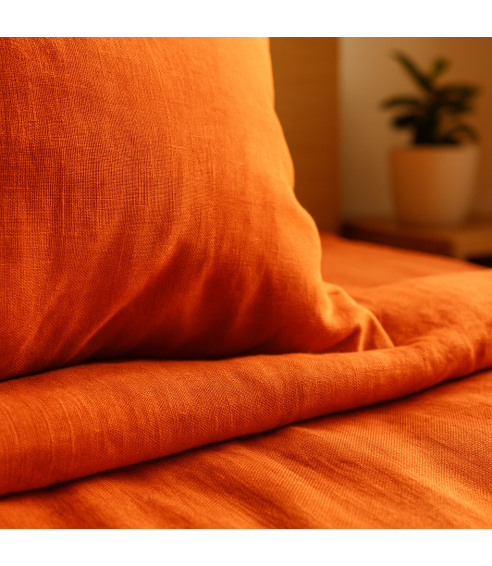 Lniana pościel "Linen Orange". Pościel Lniana