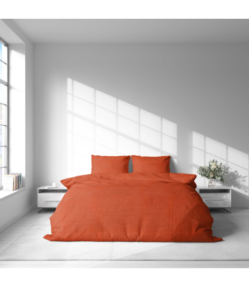 Lniana pościel "Linen Orange". Pościel Lniana