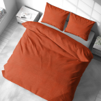 Lniana pościel "Linen Orange". Pościel Lniana, 140x200 cm, 200x200 cm, 200x220 cm, 220x240 cm. Minimalistyczny lniany komplet w soczystym pomarańczowym odcieniu.