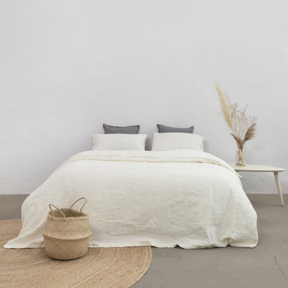Lniana pościel "Linen white". Pościel Lniana, 140x200 cm, 200x200 cm, 200x220 cm, 220x240 cm
