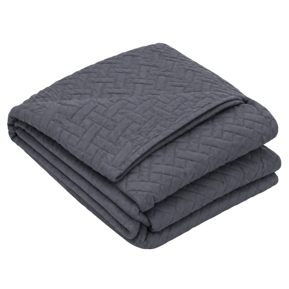 Narzuta „Bedspread Graphite“. Pledy, 210x240 cm. Ciemnoszara narzuta z drobnym geometrycznym pikowanym wzorem Narzuta „Bedspread Graphite“. Pledy, 210x240 cm. Ciemnoszara narzuta z drobnym geometrycznym pikowanym wzorem