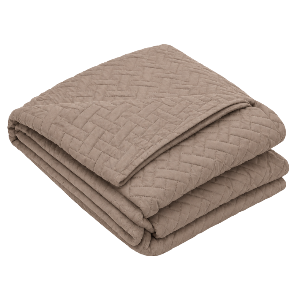 Narzuta „Bedspread Latte“. Pledy, 210x240 cm. Narzuta w kolorze piaskowym z drobnym geometrycznym pikowanym wzorem Narzuta „Bedspread Latte“. Pledy, 210x240 cm. Narzuta w kolorze piaskowym z drobnym geometrycznym pikowanym wzorem