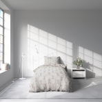 Pościel z muślinu „Sweet Bunny Rest“. Pościel bawełniana, 140x200 cm, 160x200 cm. Komplet pościeli z białym tłem i piaskowym wzorem królika, idealny dla dzieci i dorosłych.