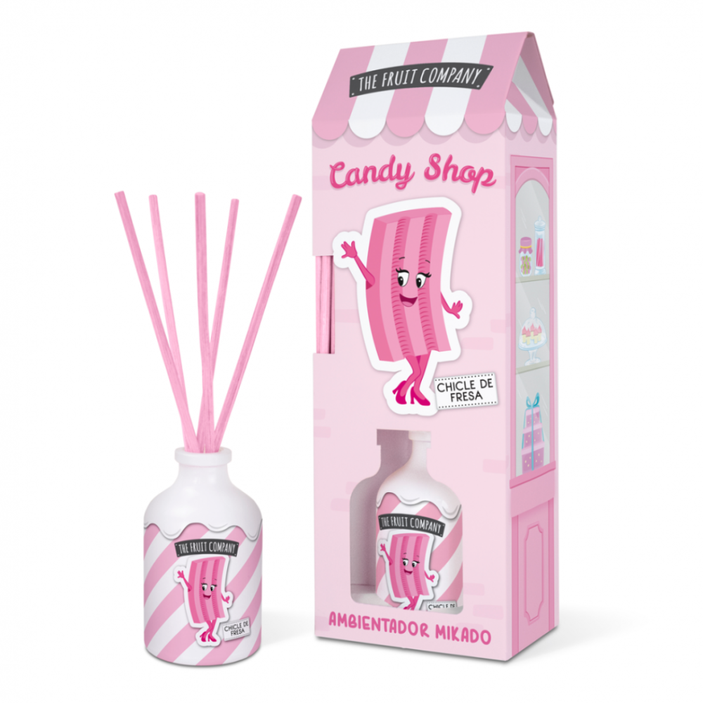Zapachy do domu z pałeczkami "Candy Pop Fresa The Fruit Company". Zapachy do domu. Odświeżacz powietrza o słodkim i owocowym zapachu – nuty wiśni, pomarańczy, anyżu, truskawek, wanilii i malin.