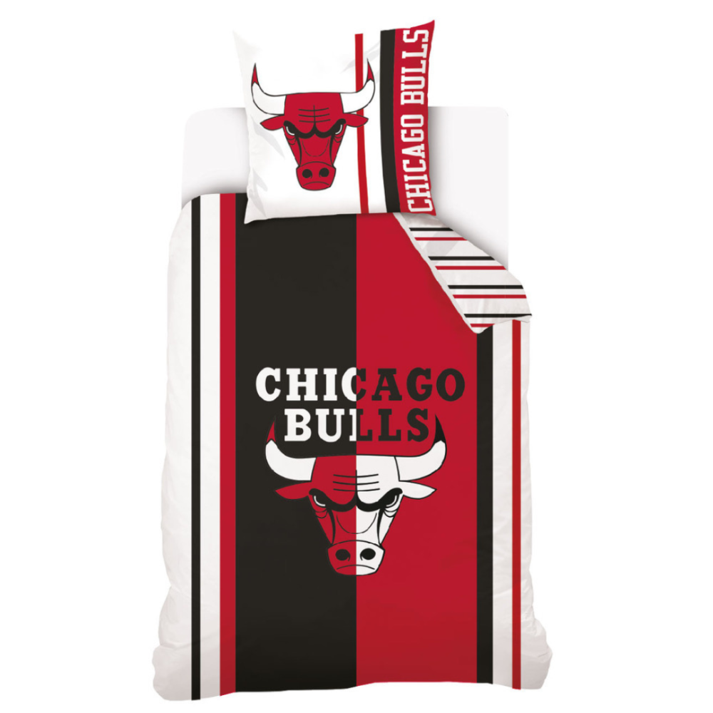 Pościeli dziecięcej "Chicago Bulls". Pościel Dla Dzieci, 140x200 cm. Czarno-czerwona pościel z logo chicago bulls nba