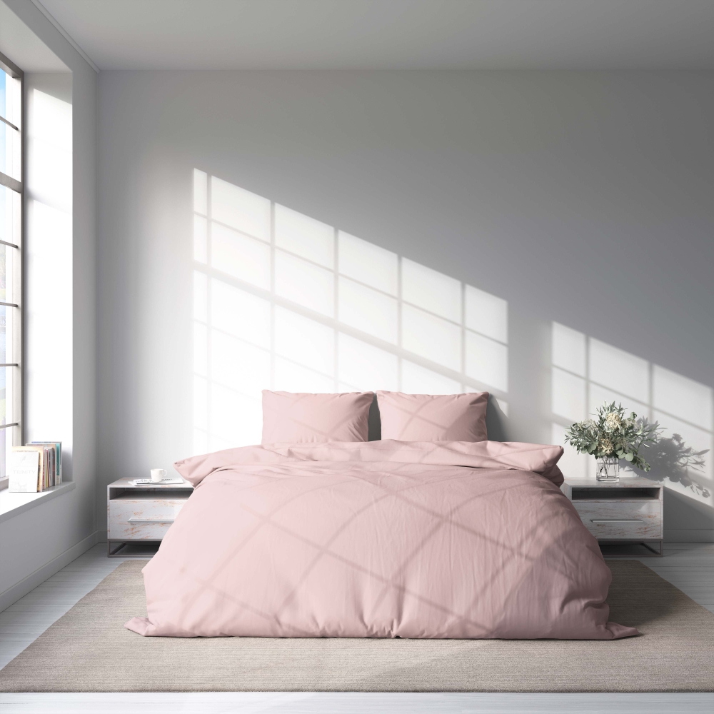 Komplet pościeli "Crystal pink". Pościel hotelowa, 140x200 cm, 200x200 cm, 200x220 cm. Zestaw pościeli w kolorze indygo emanuje elegancją i stylem.