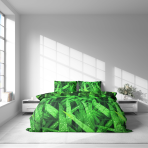 Komplet pościeli „Dewdrop“. Komplety pościeli 140x200, 140x200 cm, 200x200 cm, 200x220 cm. Pościel z trawą i kroplami rosy, tworząca świeży i naturalny efekt.