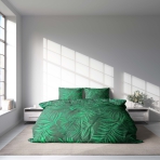 Komplet pościeli "Fern". Komplety pościeli 140x200, 140x200 cm, 160x200 cm, 200x200 cm, 200x220 cm. Uspokajająca zielona pościel ozdobiona dużymi motywami paproci, wprowadzająca do wnętrza atmosferę zewnętrzną