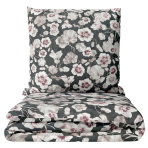 Komplet pościeli "Floret". Komplety pościeli 140x200, 140x200 cm, 160x200 cm, 200x200 cm, 200x220 cm, 220x240 cm. Elegancka ciemnoszara pościel z misternym brązowawym wzorem płatków kwiatów.