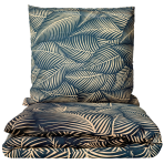 Pościel bawełniana „Infinite Calm“. Zielona pościel, 140x200 cm, 150x200 cm, 160x200 cm, 180x200 cm, 200x200 cm, 200x220 cm, 220x240 cm. Ciemnozielony komplet pościeli ze złotymi liśćmi