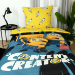 Pościel bawełniana „Minions“. Pościel bawełniana, 135x200 cm. Żółty wzór pościeli z powtarzającymi się motywami oczu minionków Pościel bawełniana „Minions“. Pościel bawełniana, 135x200 cm. Żółty wzór pościeli z powtarzającymi się motywami oczu minionków