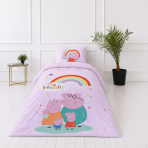 Pościel bawełniana „Peppa Pig“. Pościel bawełniana, 135x200 cm. Pastelowy wzór z postaciami peppa pig, kolorowymi serduszkami i gwiazdkami. Pościel bawełniana „Peppa Pig“. Pościel bawełniana, 135x200 cm. Pastelowy wzór z postaciami peppa pig, kolorowymi serduszkami i gwiazdkami.