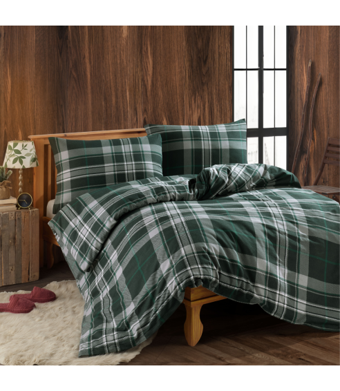 Pościel bawełniana „Plaid Green Flannel“. Pościel bawełniana