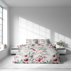 Komplet pościeli „Sparkling Flowers“. Komplety pościeli 140x200, 140x200 cm, 200x200 cm, 200x220 cm. Komplet pościeli z delikatnym akwarelowym motywem kwiatowym na pastelowym tle.