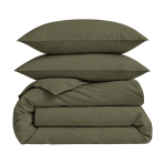 Pościel perkal „Moss Green Percale“. Pościel 150x200, 140x200 cm, 150x200 cm, 160x200 cm, 180x200 cm, 200x200 cm, 200x220 cm, 220x240 cm. Jednokolorowy oliwkowozielony komplet pościeli bez wzorów.